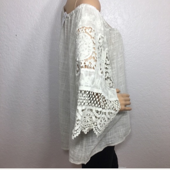 XCVI Off Shoulder Boho Top with Lace Sleeves - Picture 8 of 8